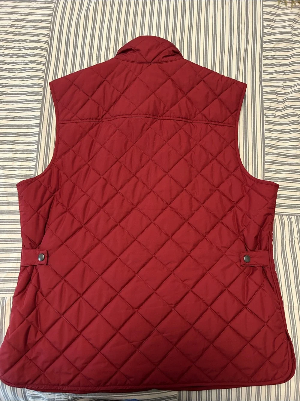 Banana Republic Red Quilted Vest with Puffer Collar